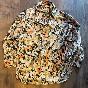 Entro Women's Oversized Animal Print Blouse - Orange, Green, Black